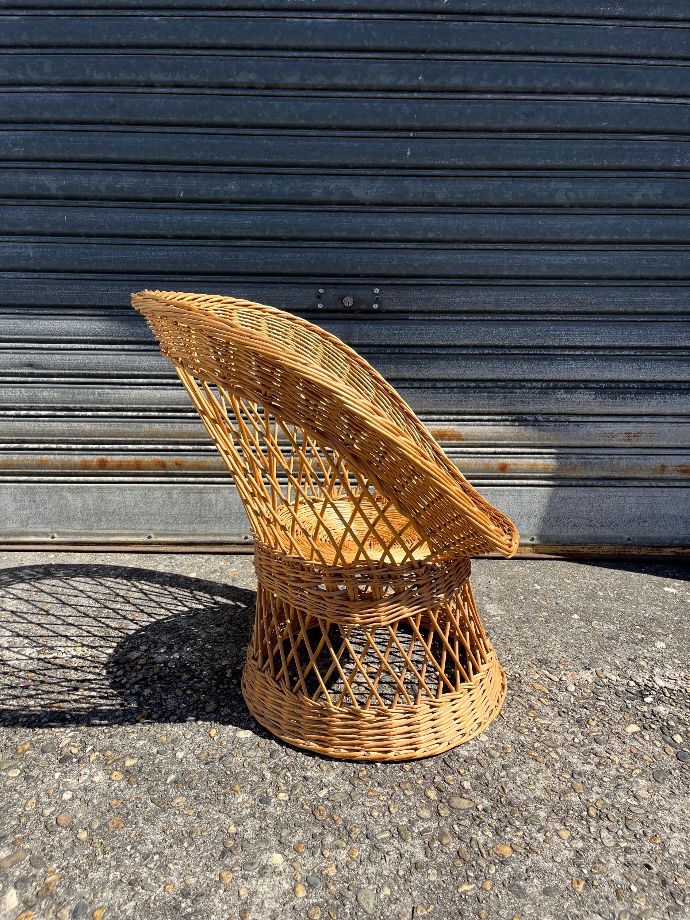 Vintage rattan and wicker armchair