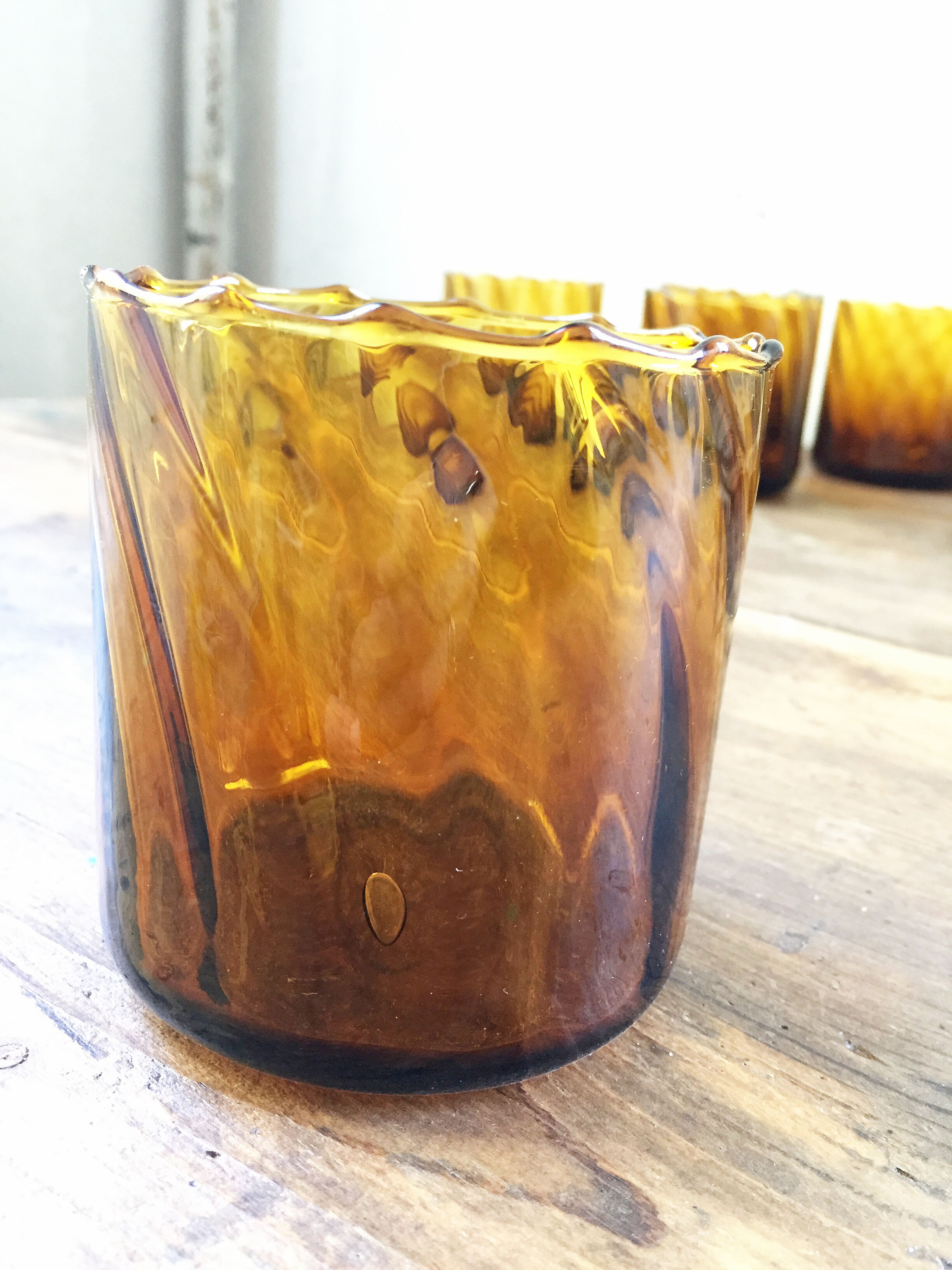 Set of amber glasses