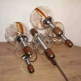 Murano glass chandelier in wood and chrome for Mazzega 60/70