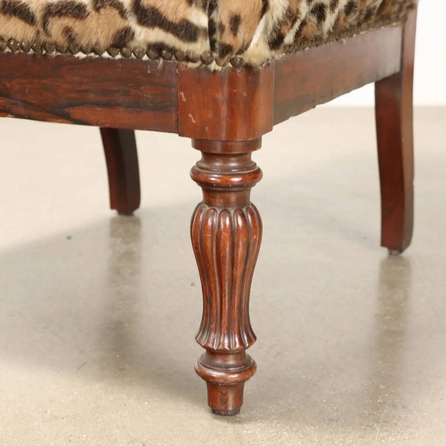 Pair of antique chairs in animal fabric, late 19th century