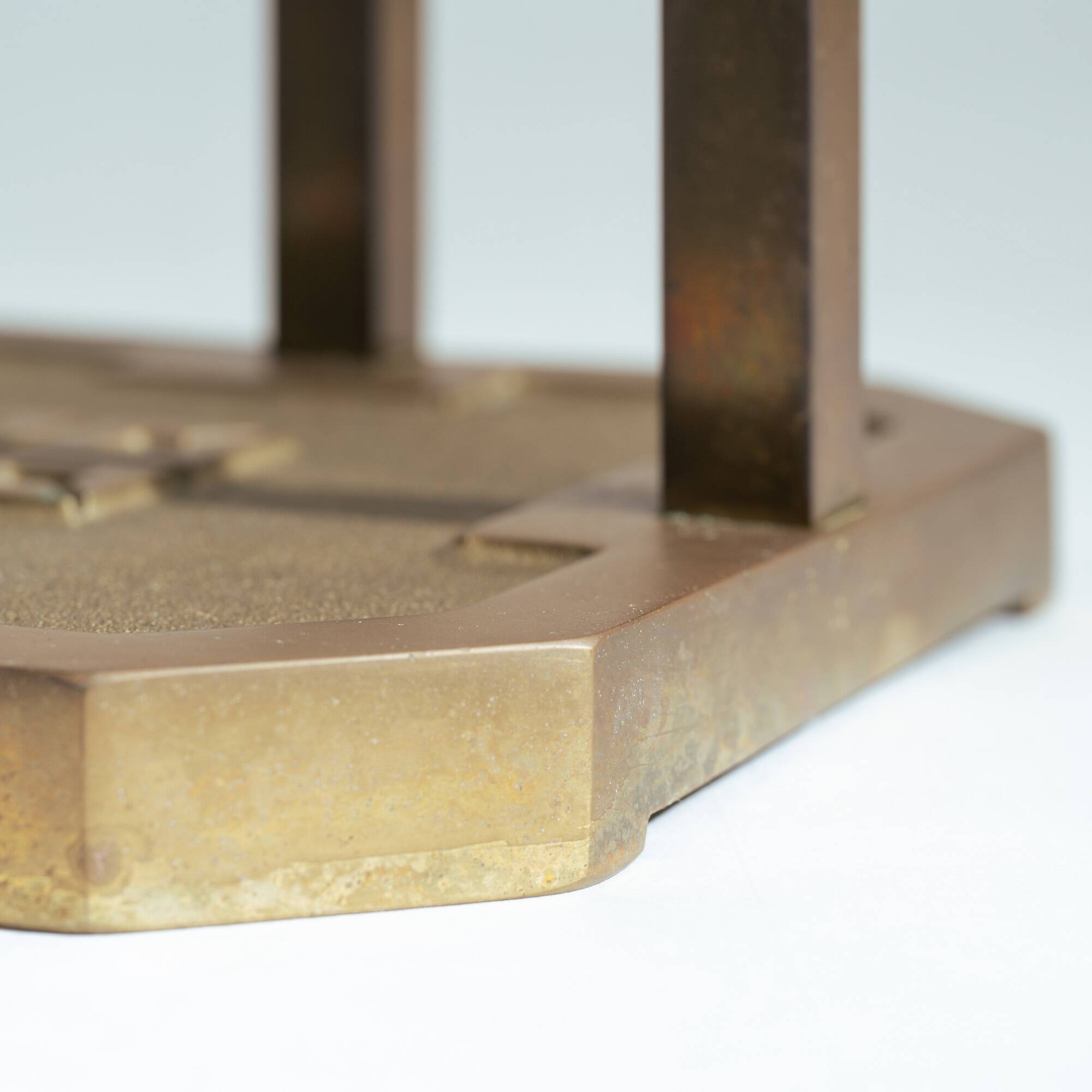 Peter Ghyczy t18 bronze cut glass sidetable, brutalist classic