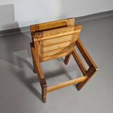 Pine wood chair 1970s with foldable seat
