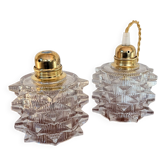 Pair of sculptural lampshades in moulded glass – futuristic Art Deco spirit