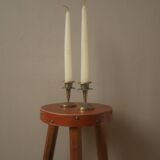 Pair of antique brass candlesticks Scandinavian country decoration gold metal candelabra candlesticks