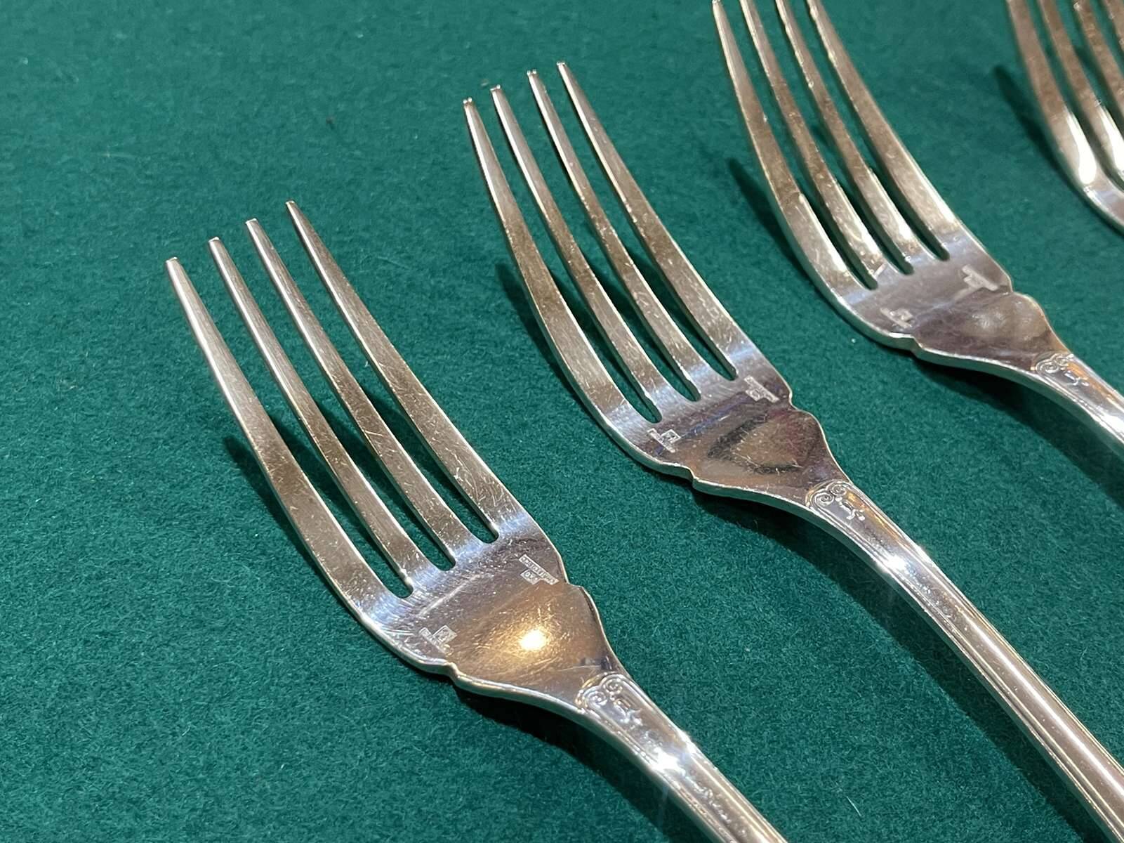 Set of 5 silver-plated fish forks by Christofle Malmaison.