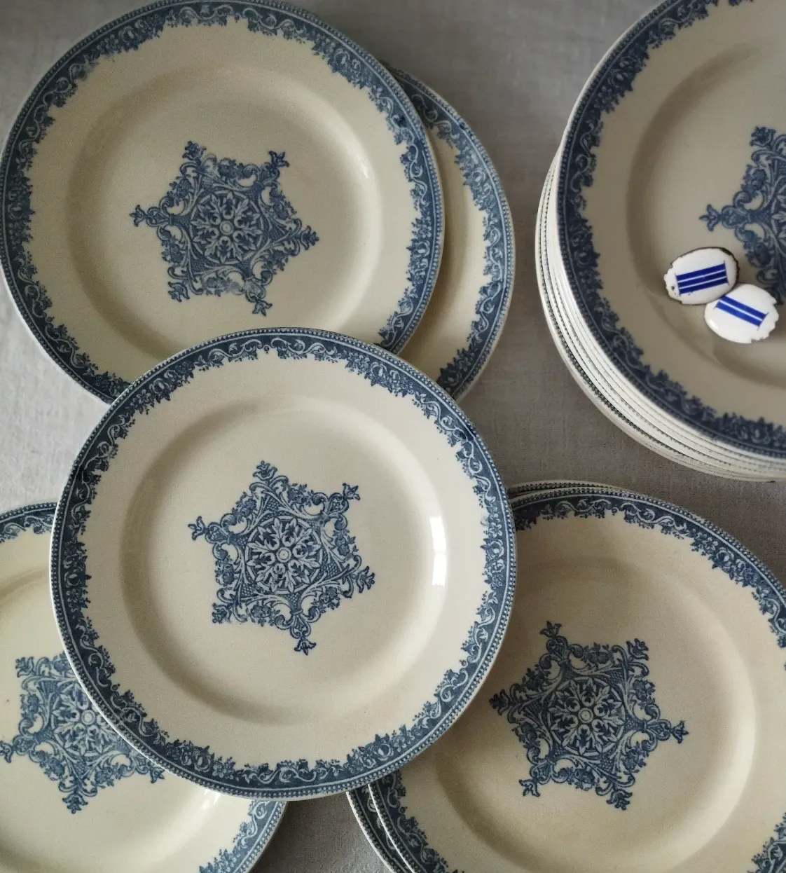 6 dessert plates ironstone J. Vieillard Bordeaux "Garland"