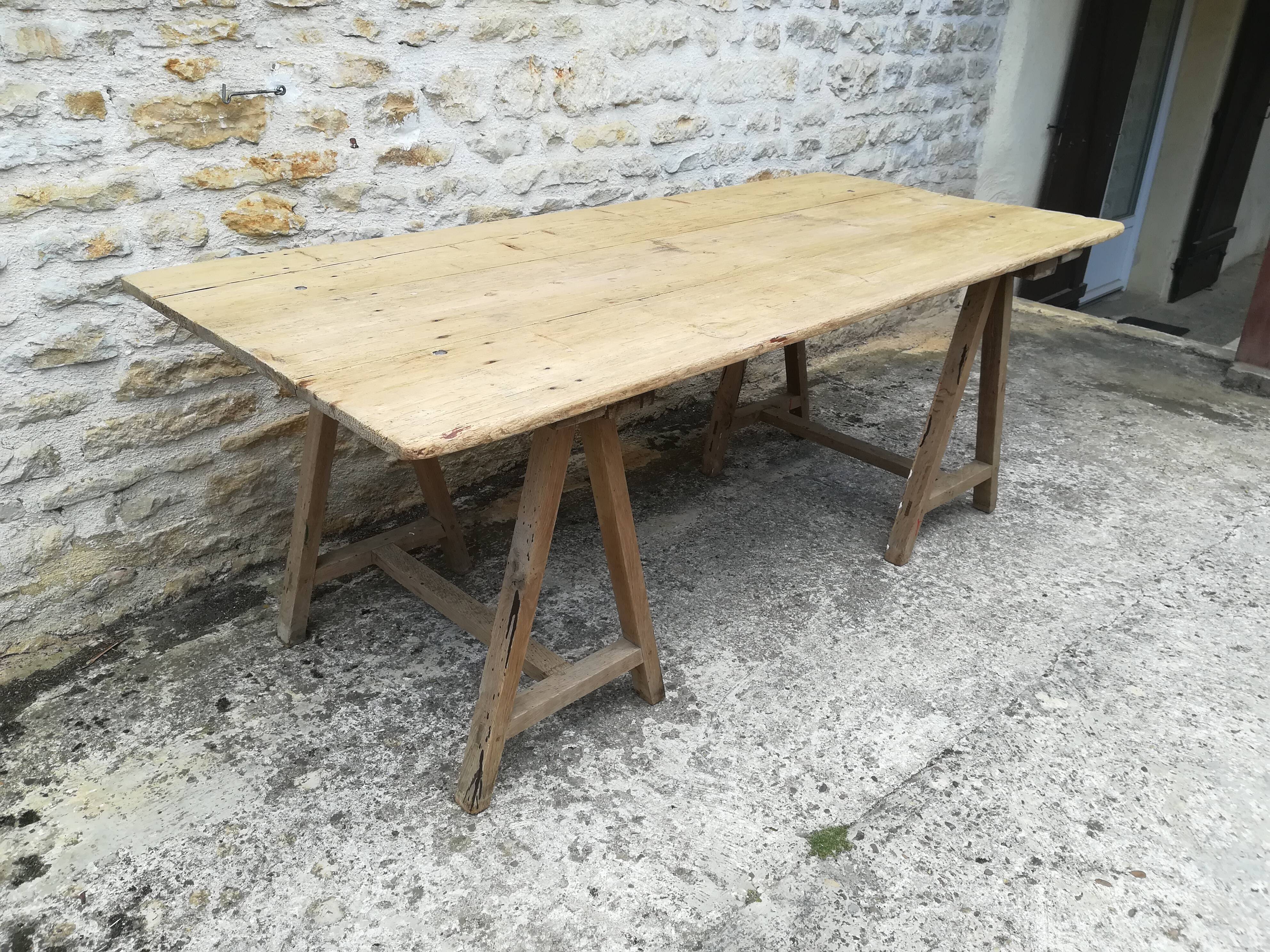 Farm table on trestles