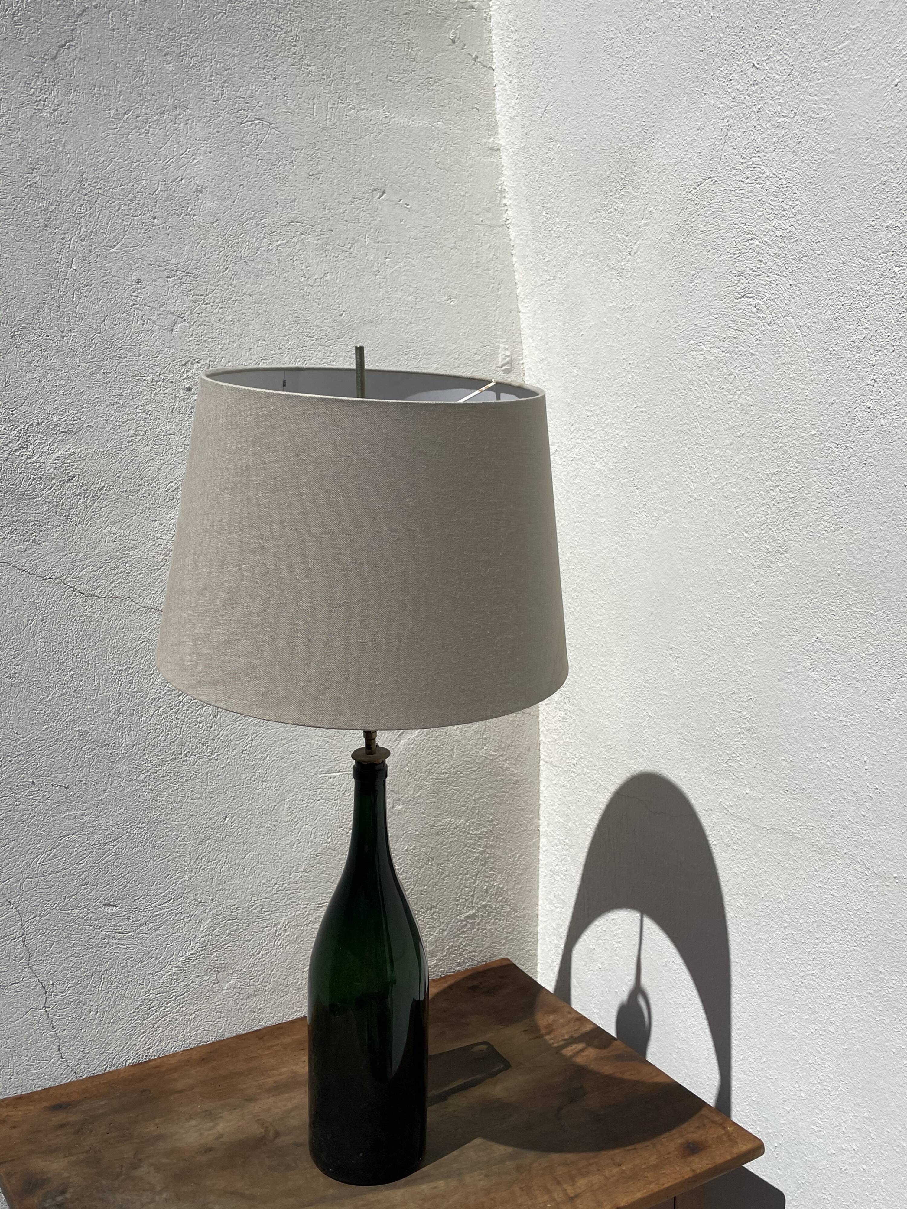3x bouteilles en vert &bleu comme base pour lampes