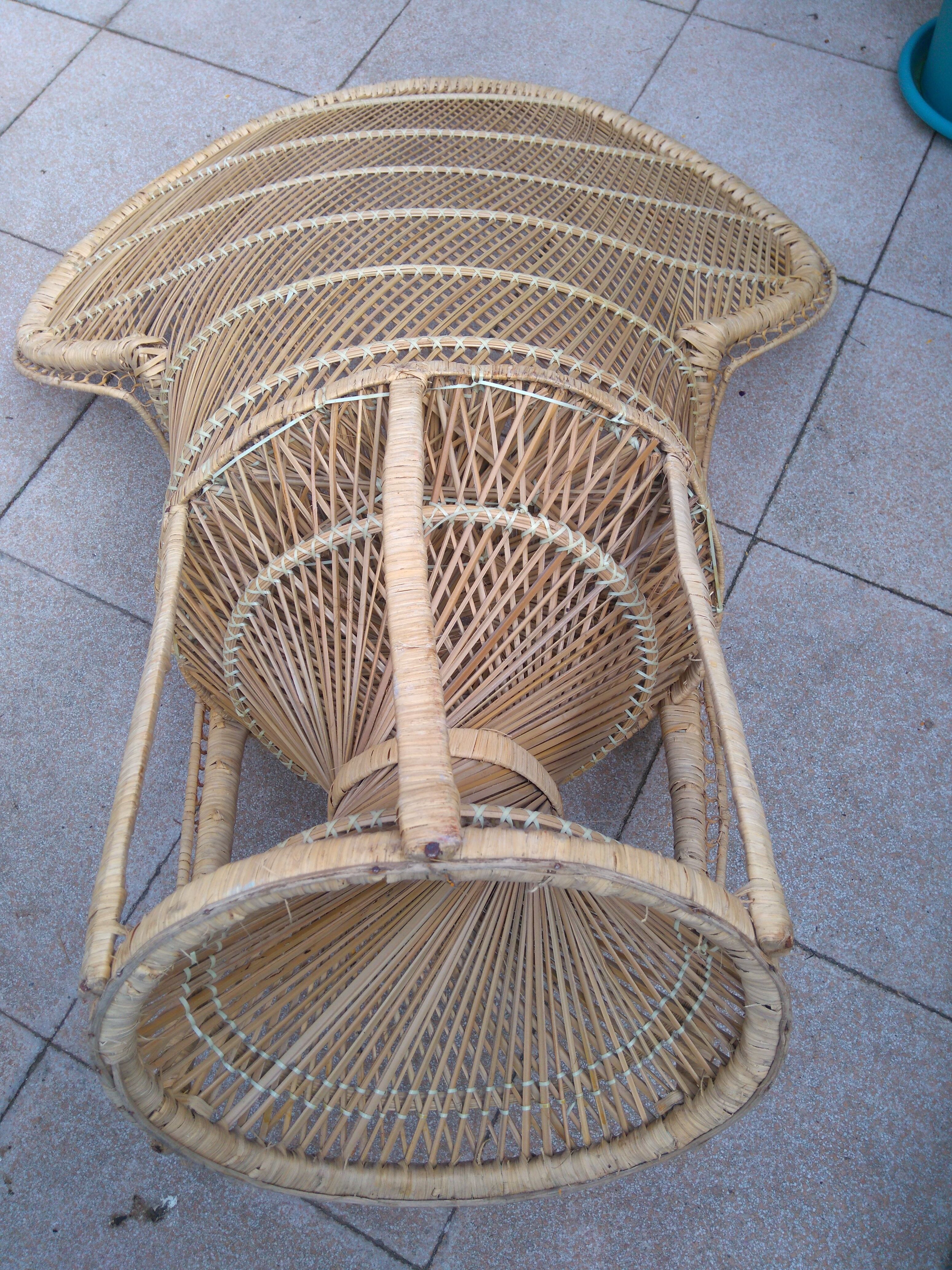 Pair of Emmanuelle rattan armchairs