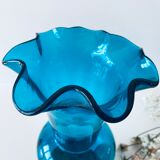 Old blue duck vase with collar