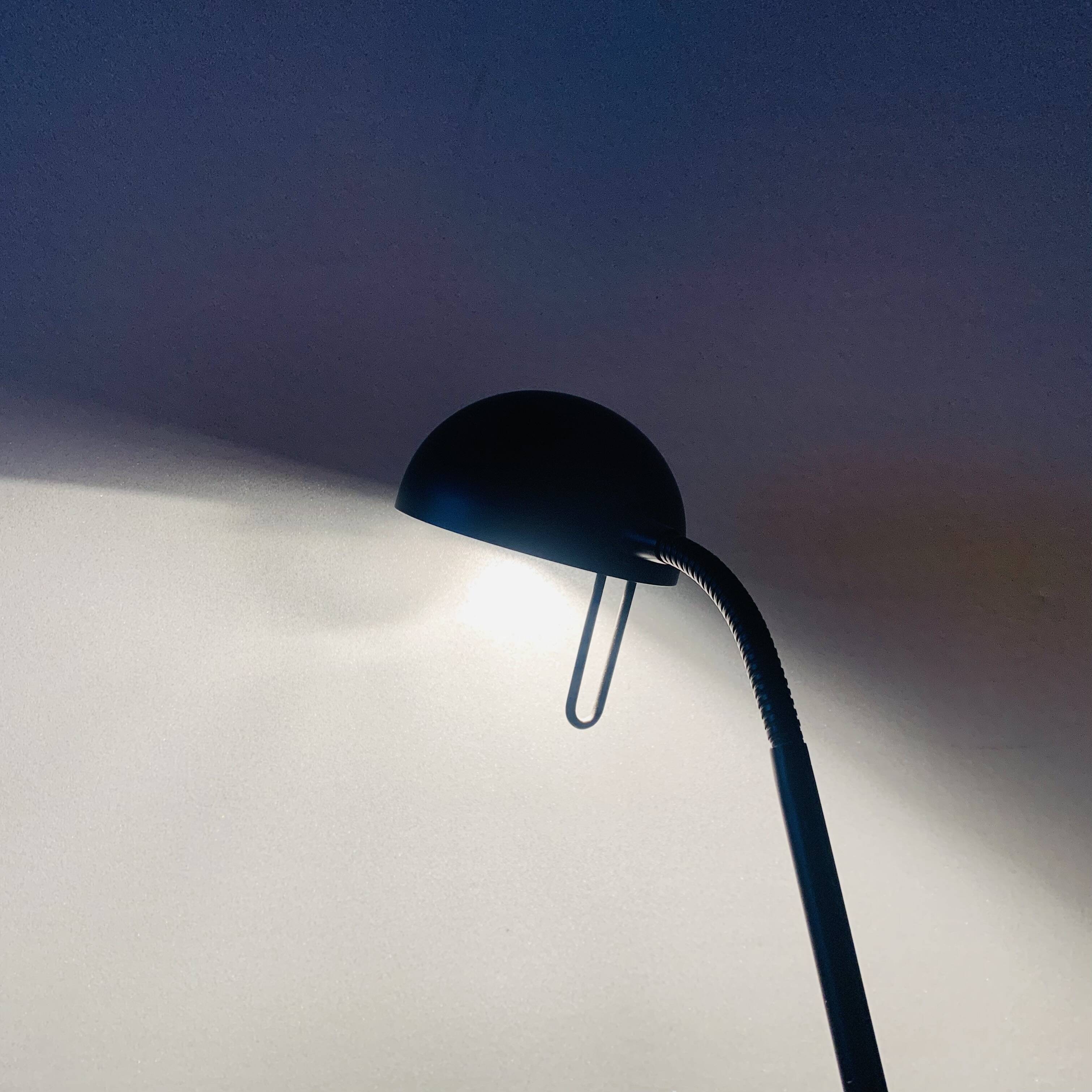 Massive vintage desk lamp in black metal