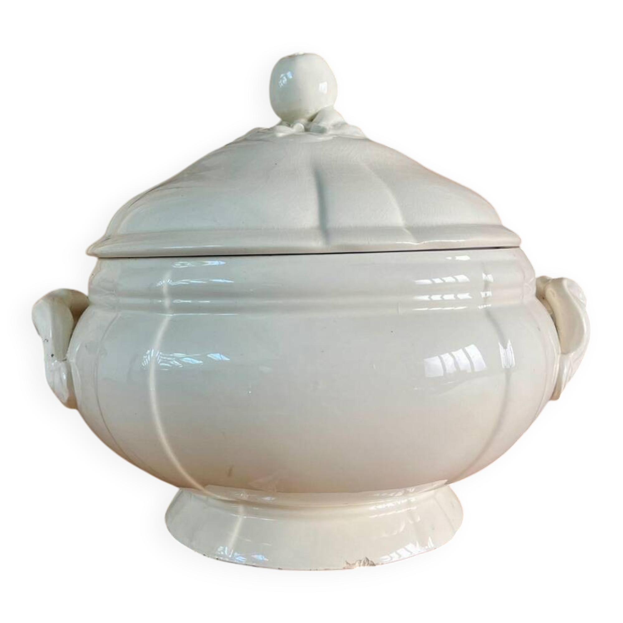 White iron earth soup tureen Sarreguemines