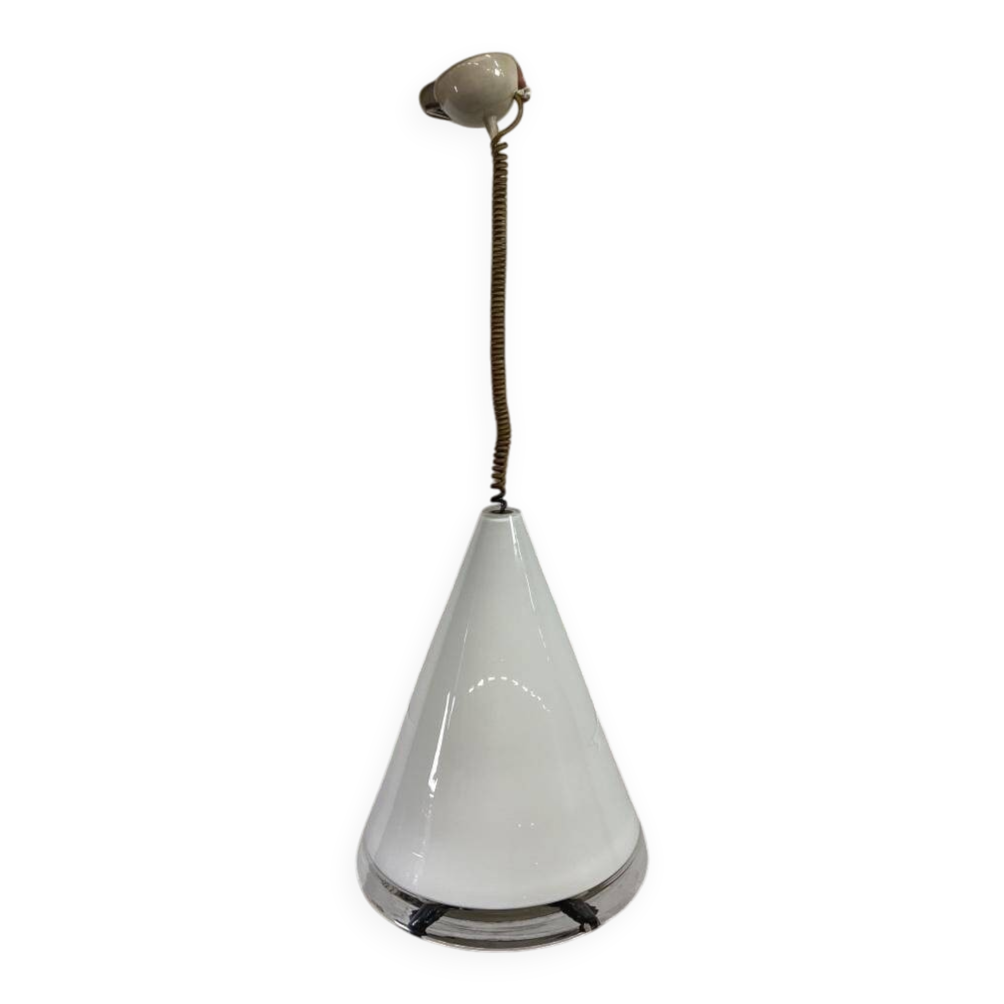 Vintage XL glass pendant light / cone / Renato Tosi for Leucos