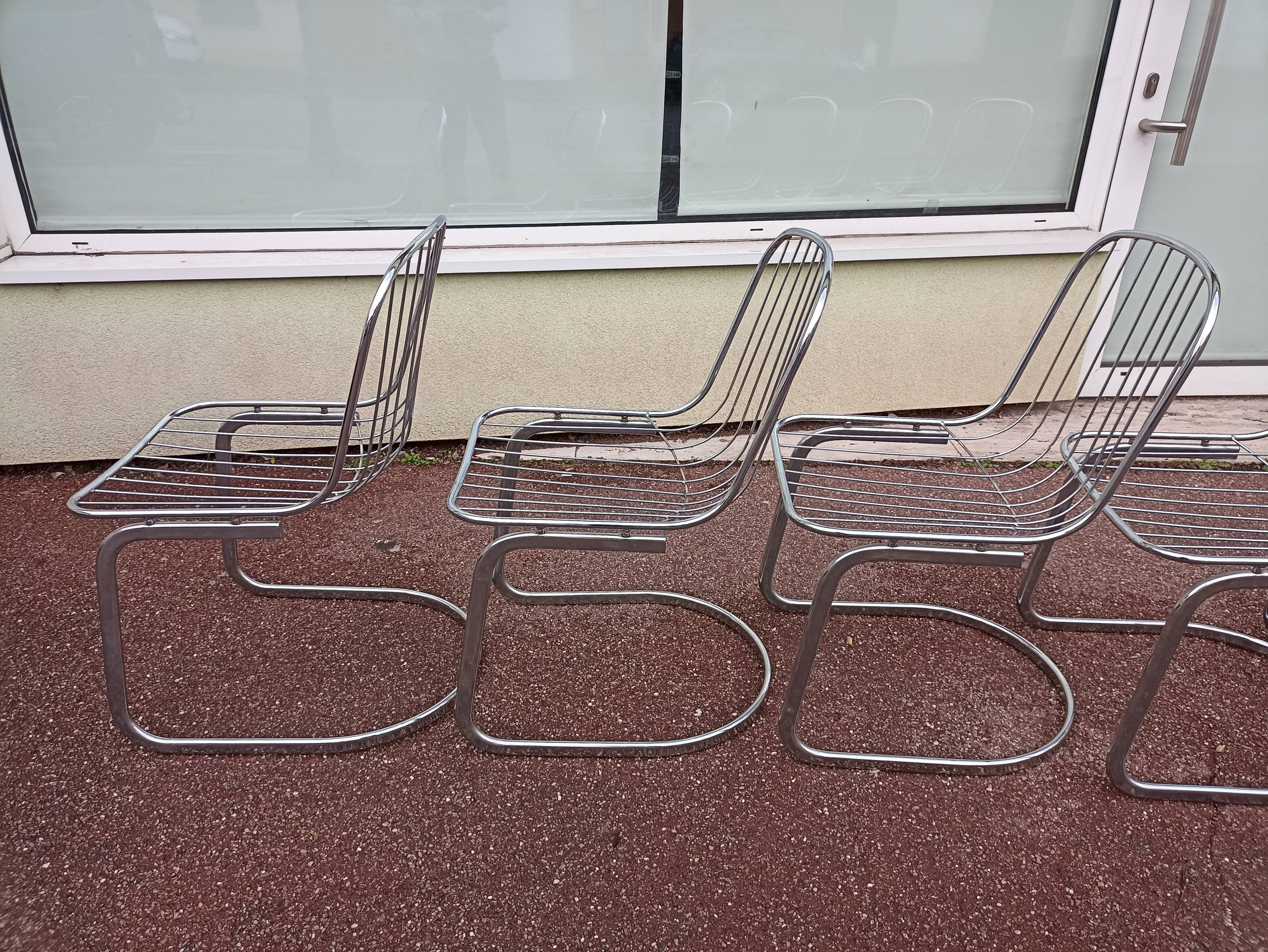 Set of 6 chrome chairs