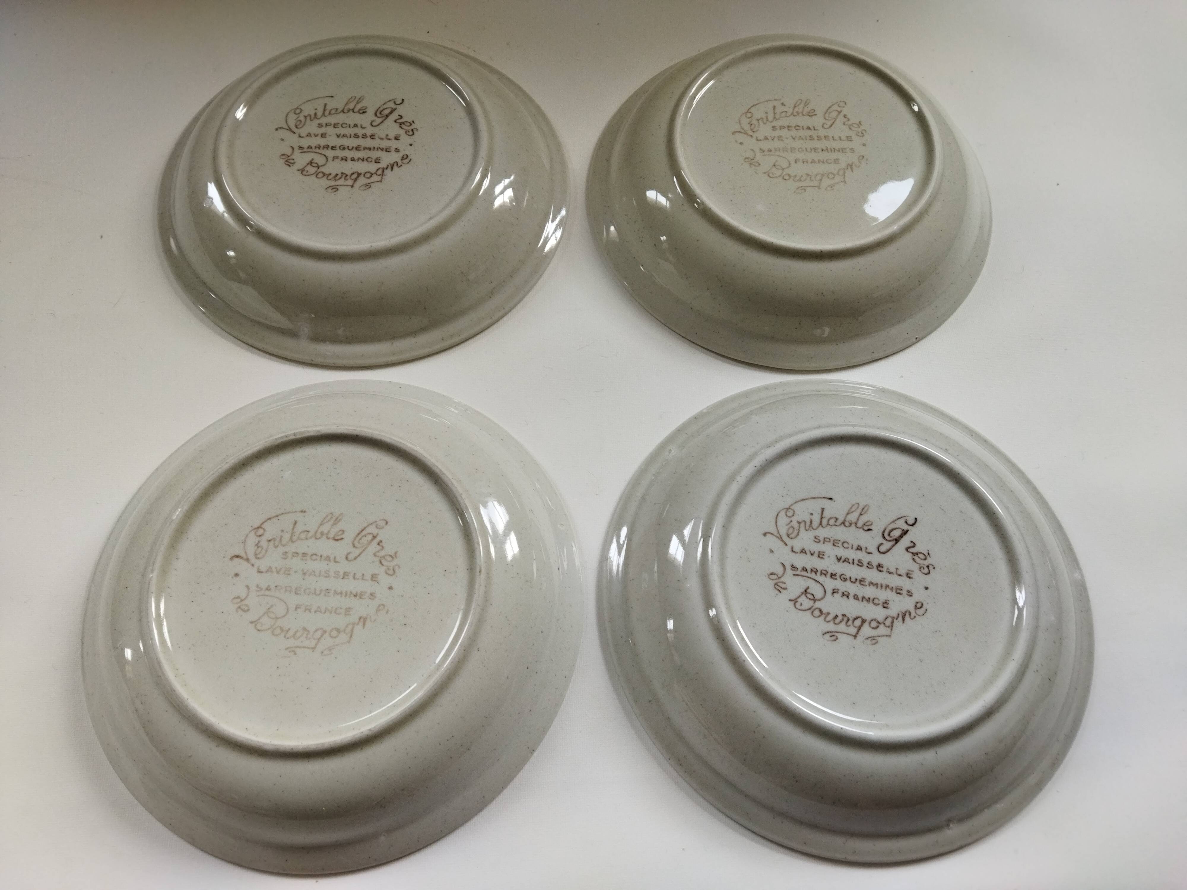 4 assiettes creuses Sarreguemines "Chardons"