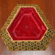 Cendrier persan antique avec plateau triangulaire en verre
