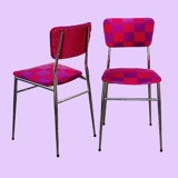 Duo of patchwork chairs checkerboard
