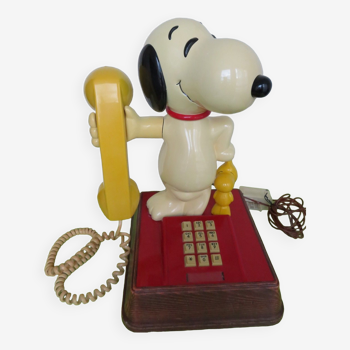 Téléphone fixe Snoopy & Woodstock Peanuts Tête rotative Vintage années 80
