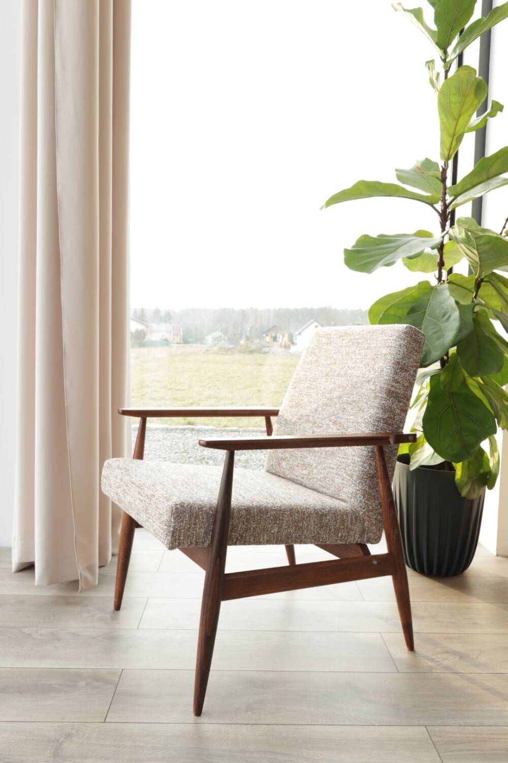 Scandinavian coffee brown armchair by H.Lis