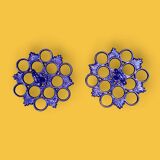 Paire d'anciens présentoirs à oeufs en fonte émaillée bleue - années 60