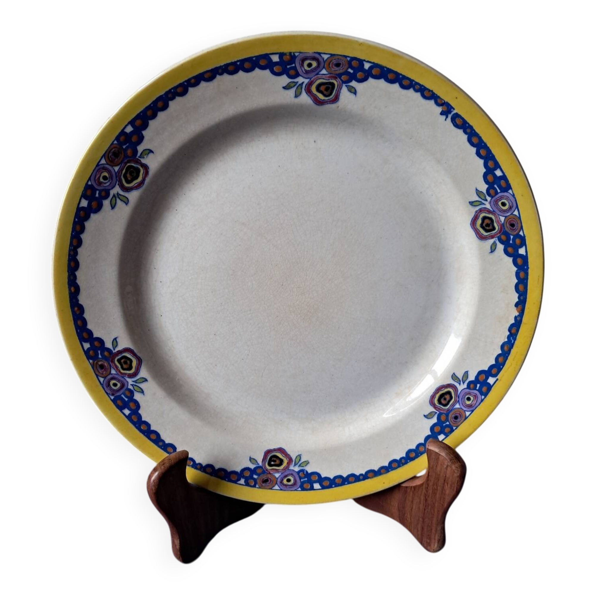 Round plate Boch Frères La Louvière. Belgium. Vintage.