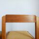 Six Scandinavian style chairs in elm and fabric.