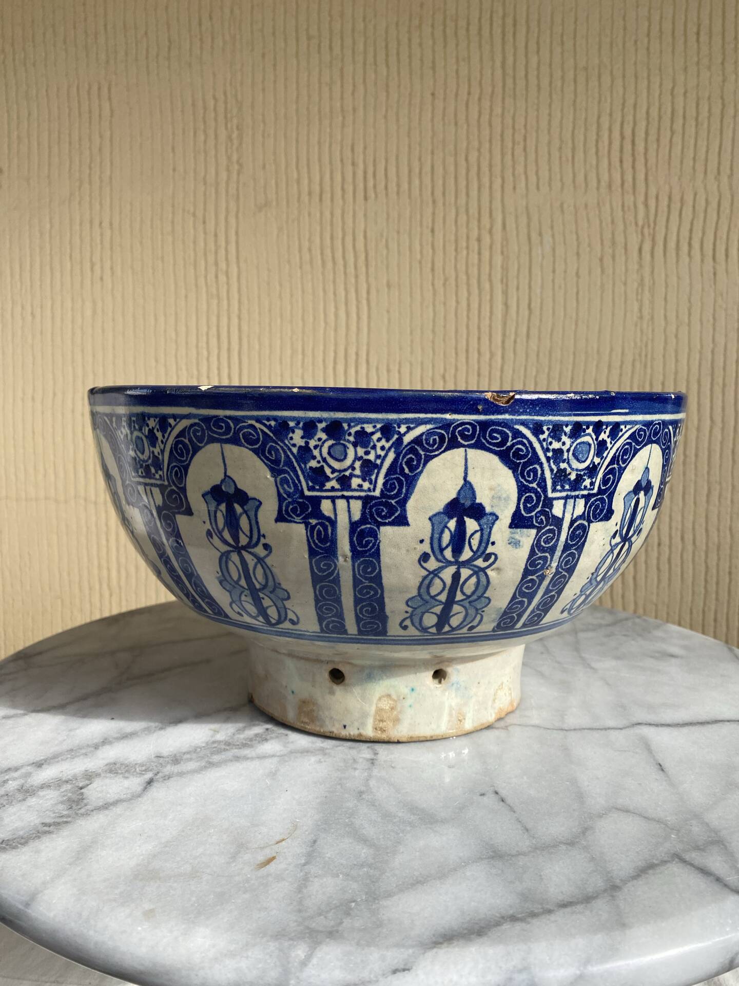 Ancien grand plat tarbouche marocain XIXeme
