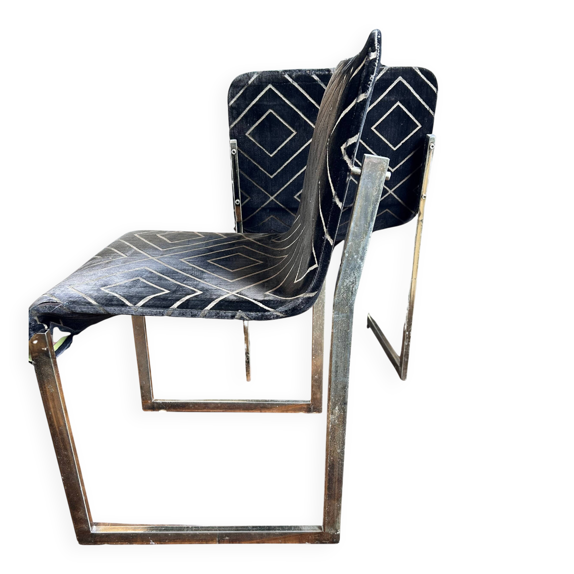 Set of 6 vintage chrome chairs from the 70s – Milo Baughman style