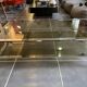 Table basse double plateau verre chrome style Bauhaus vintage 1970