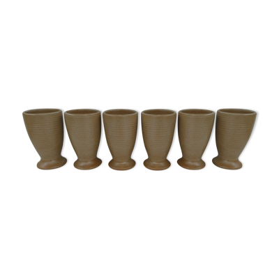 6 tasses mazagrans en grès Village Vintage