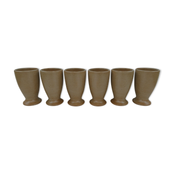 6 tasses mazagrans en grès Village Vintage