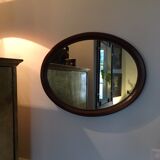 Dark oak oval mirror 77x58cm
