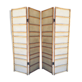 Vintage screen with 4 leaves in bamboo and woven rattan - 1950