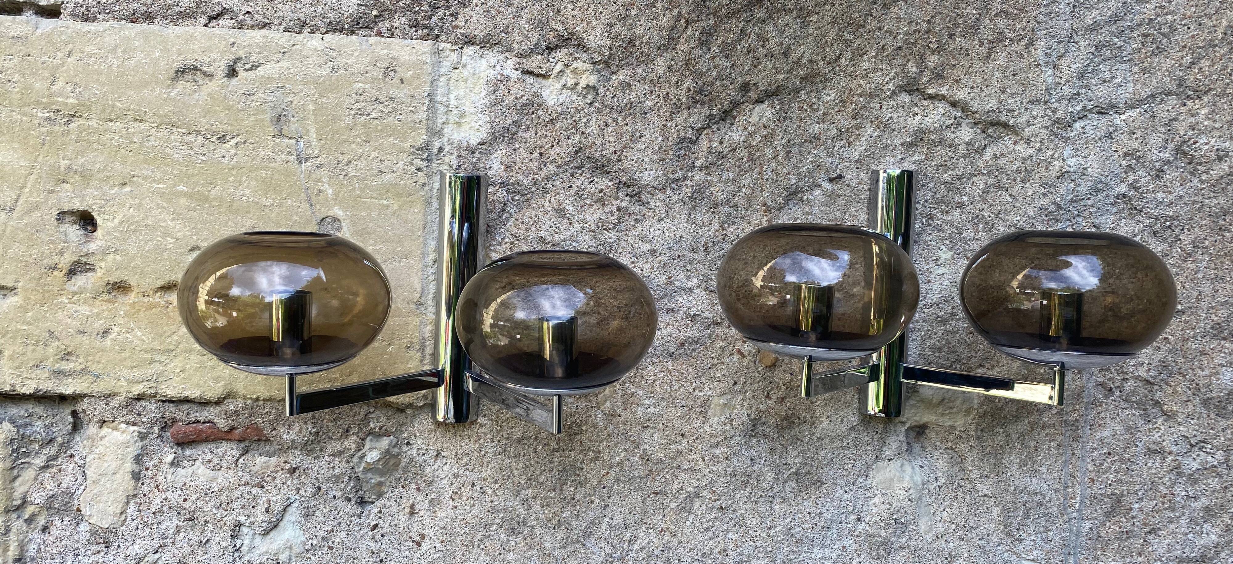 Pair of Amilux space age wall lights, 1970s