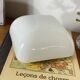 Square wall-mounted ceiling light in white opaline glass, 20 cm, vintage.
