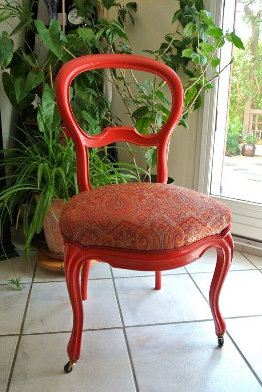 Chaise style Louis Philippe rouge