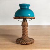 Vintage 1960s rope and opaline desk lamp