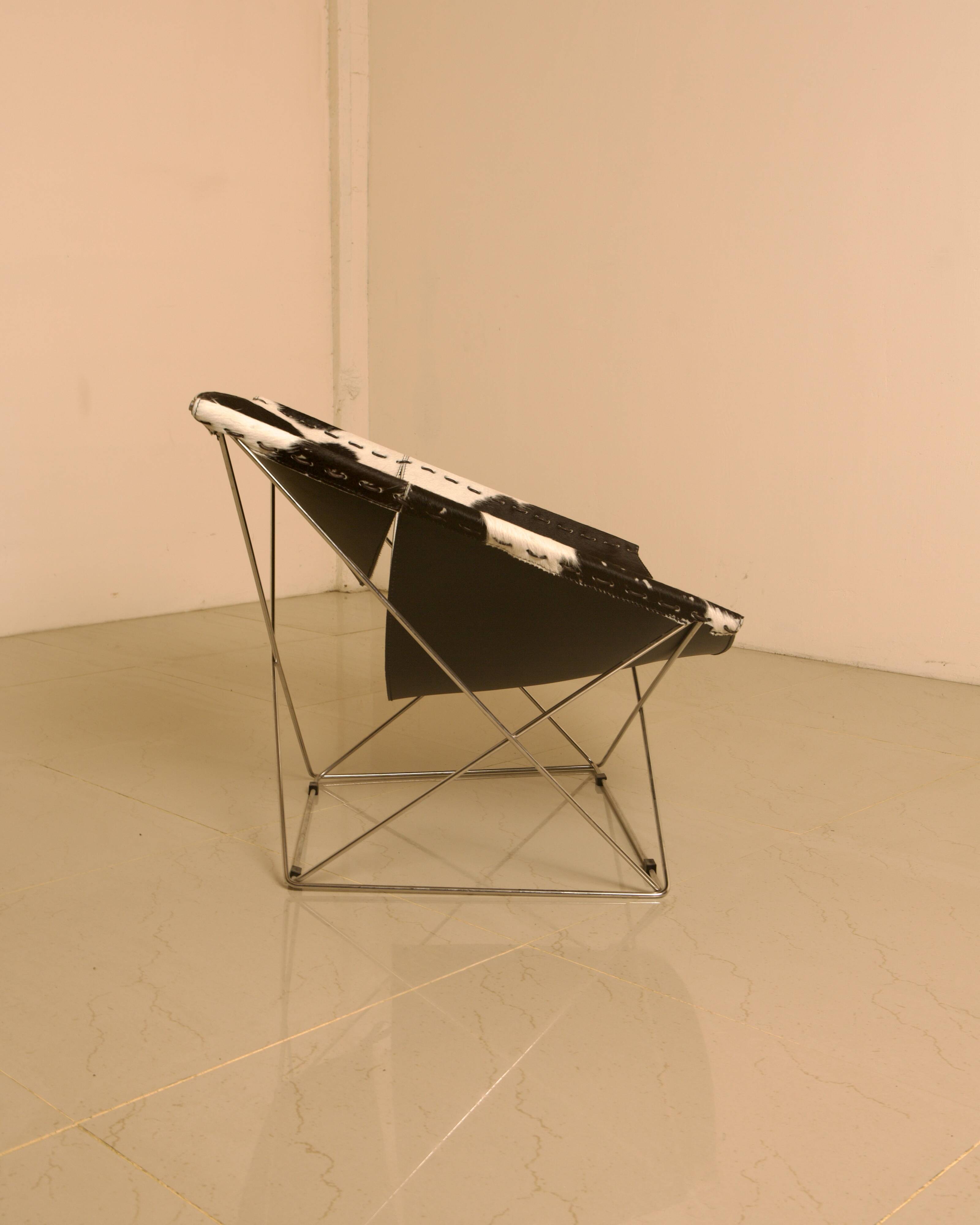 F675 "Butterfly" armchair in cowhide leather by Pierre Paulin for Artifort