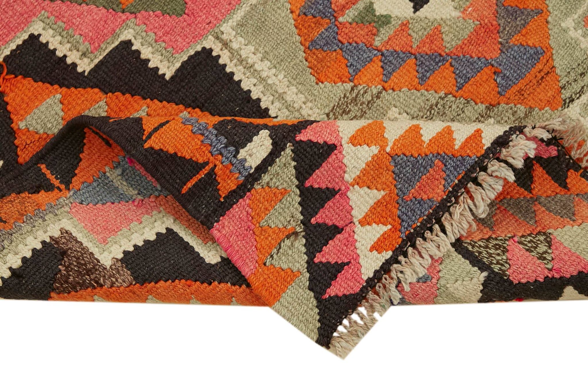 Turkish Handwoven Vintage Herki Kilim 95 cm x 300 cm