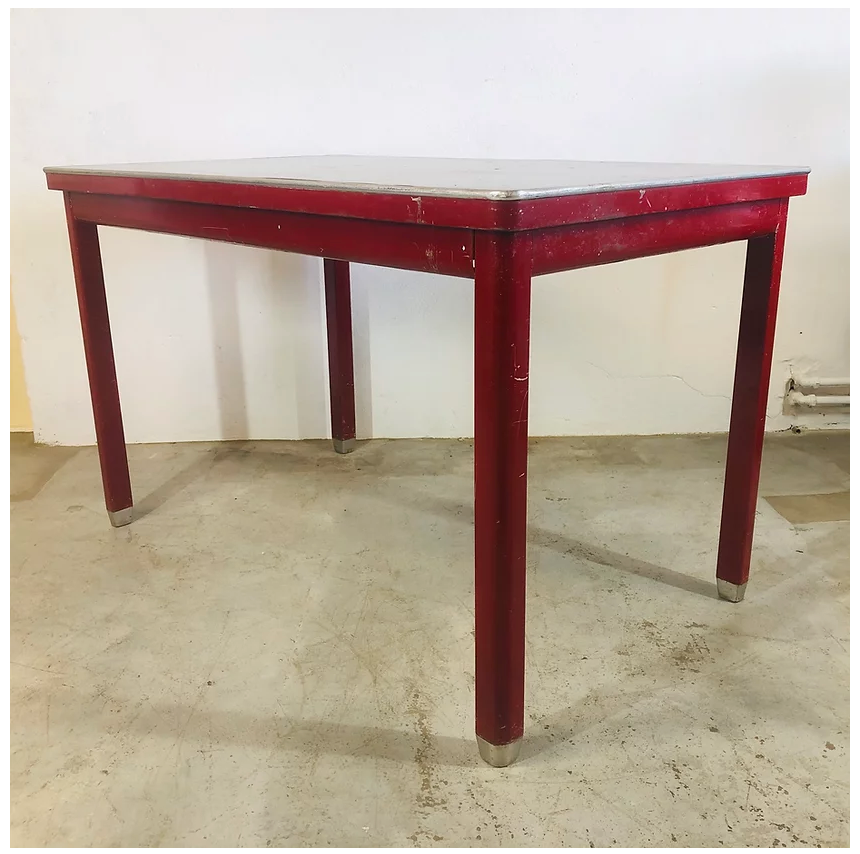 Red vintage steel desk or table