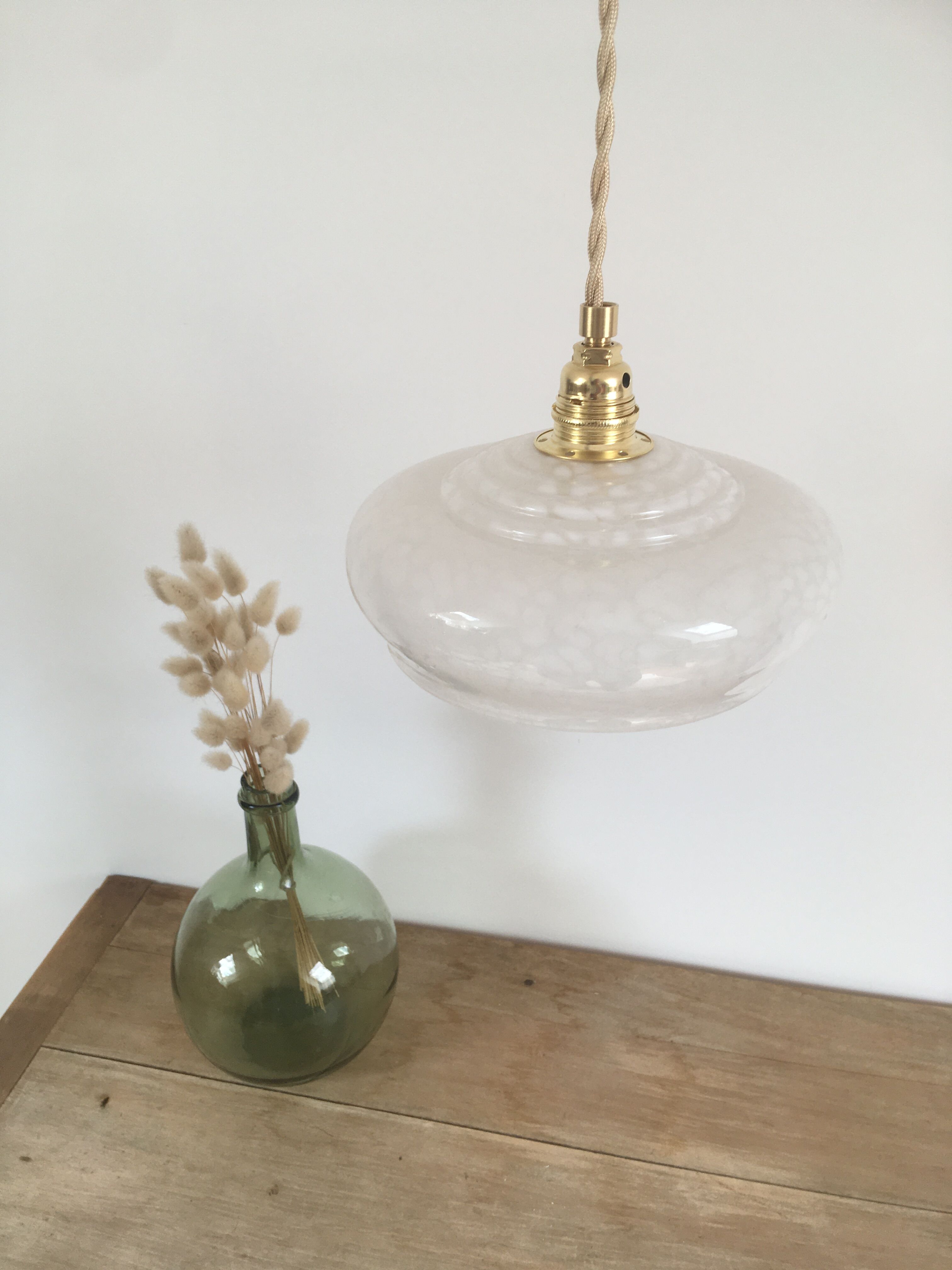 White Clichy glass pendant lamp