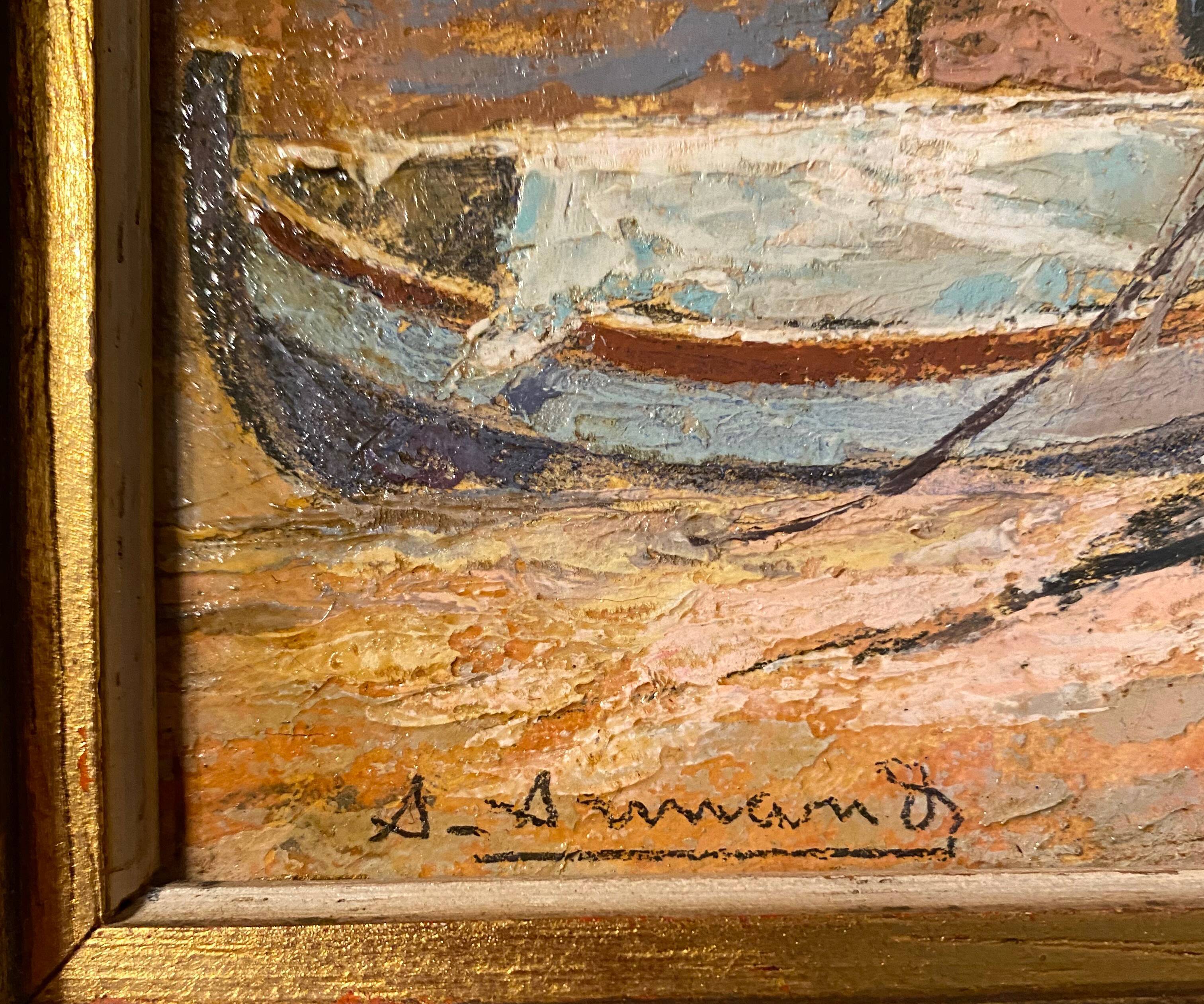 Painting by Aristide Armand HSP Marine near Nice Saint Tropez + frame