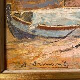 Painting by Aristide Armand HSP Marine near Nice Saint Tropez + frame