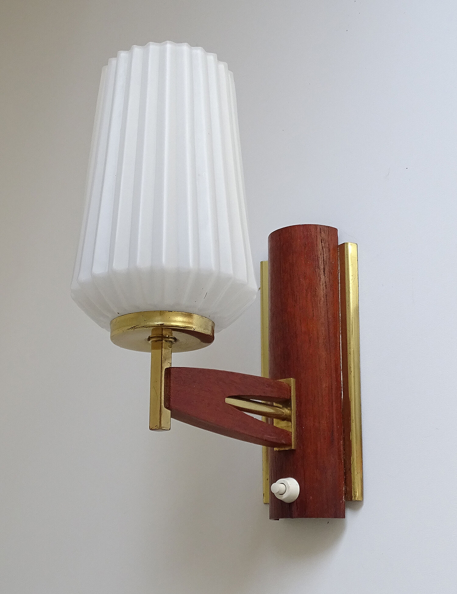 Scandinavian vintage aplique, 60s, teak glass brass
