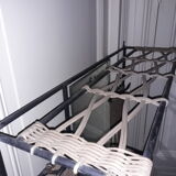 Metal and wicker coat holder