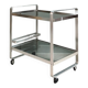Vintage 70s serving cart in chromed metal and smoked glass