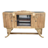 Vitrine vaisselier vintage en bois massif art déco 1940