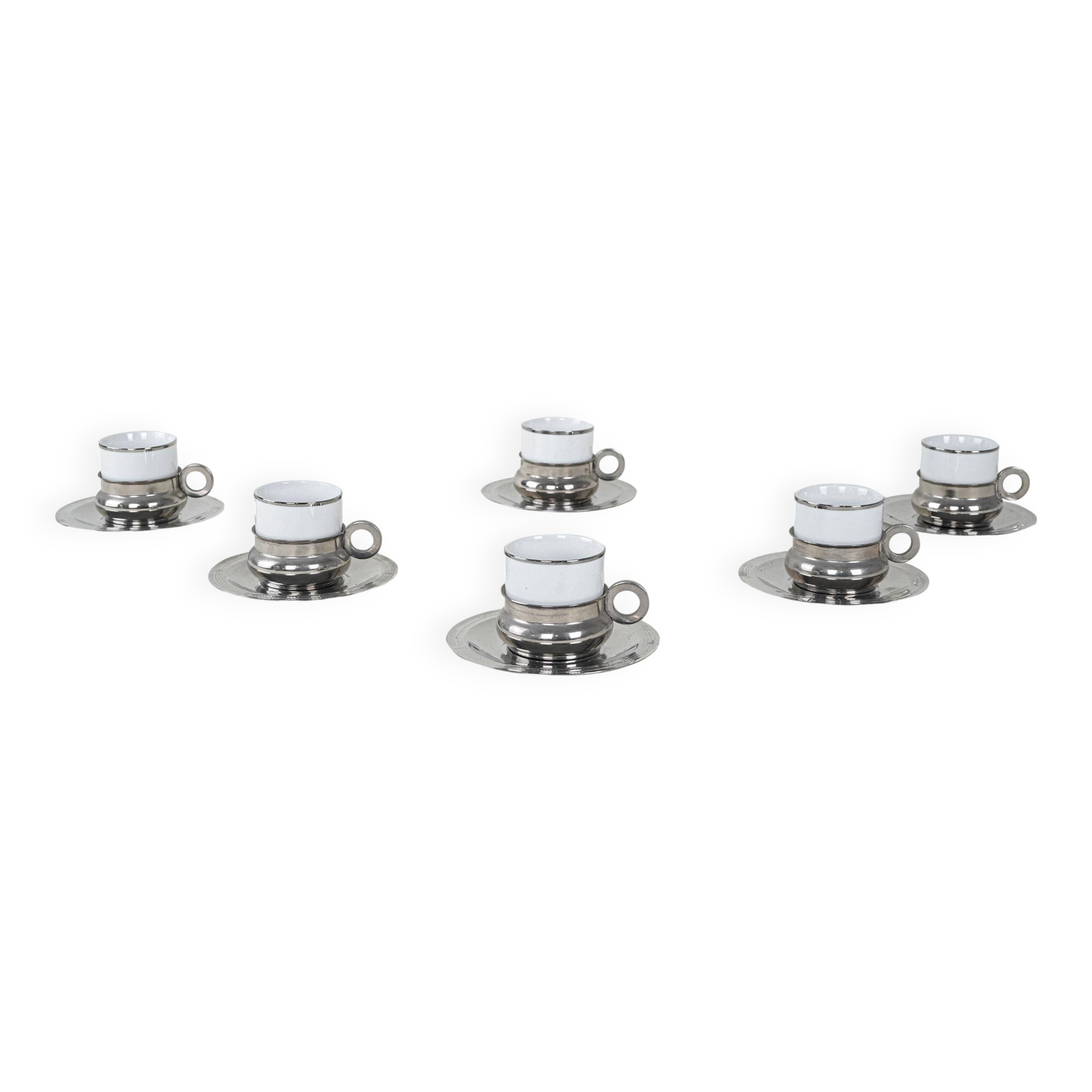 Set of porcelain cups, Italian design, 1980s, production: Italy