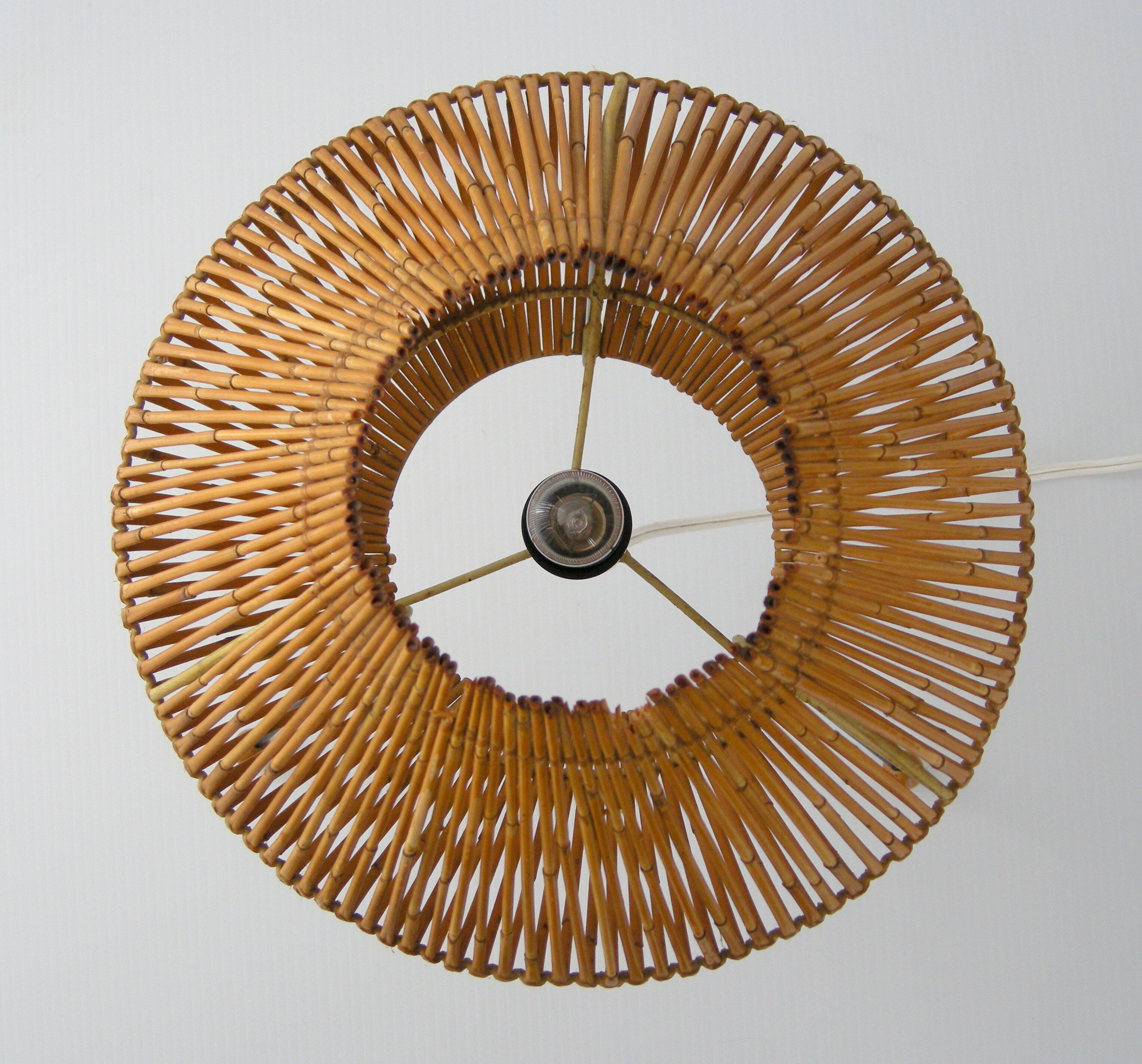 Three-year rattan lamp 1950 vintage