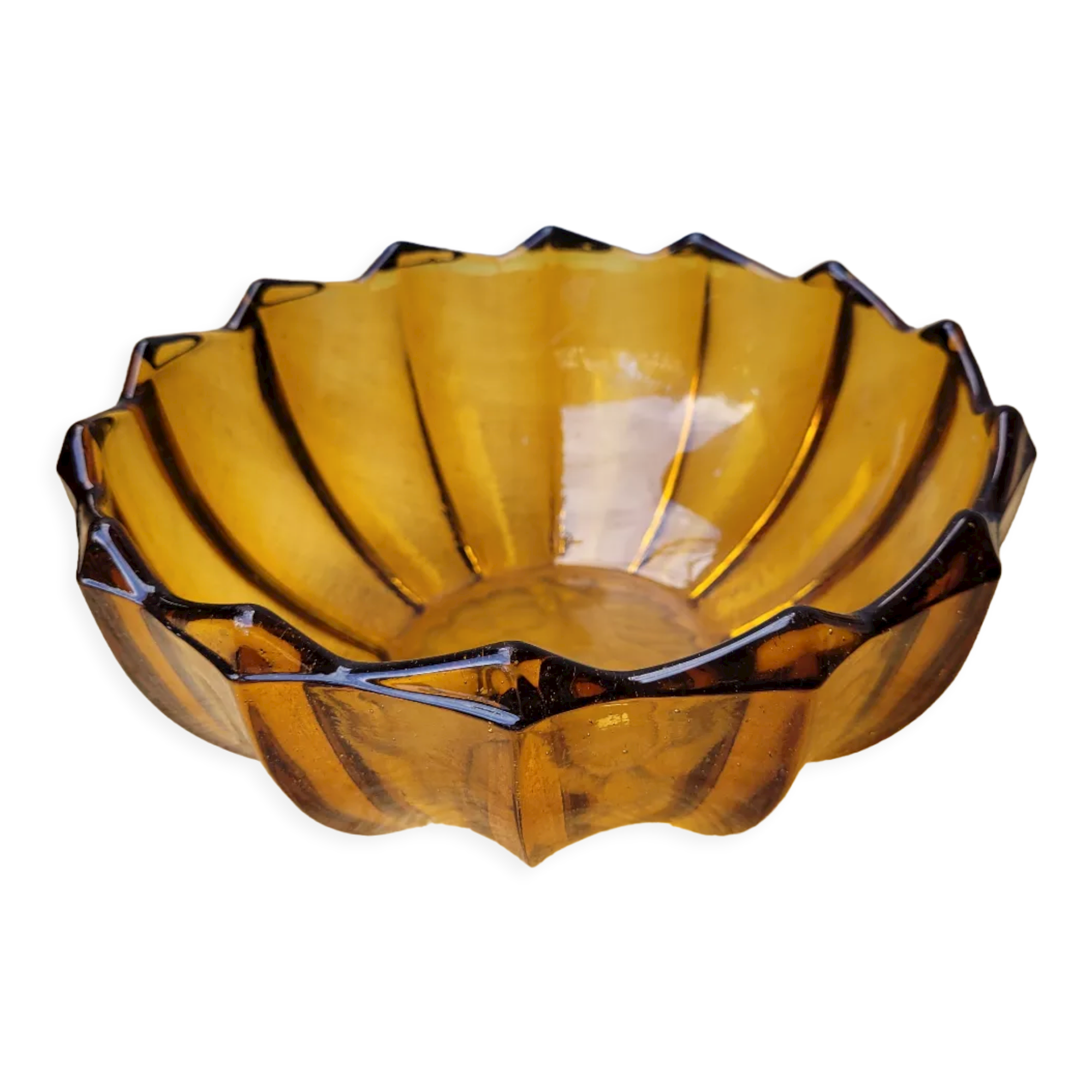 Amber glass salad bowl